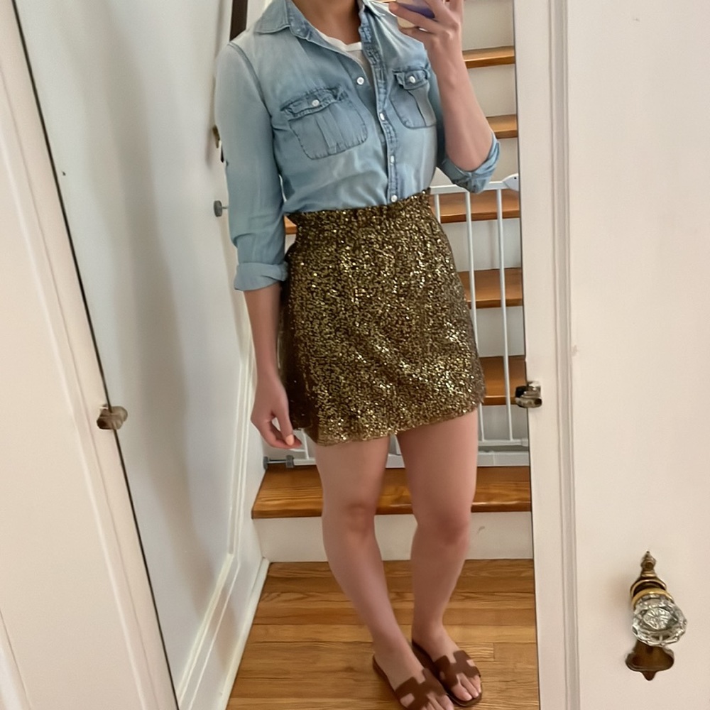 J. Crew gold sequin skirt